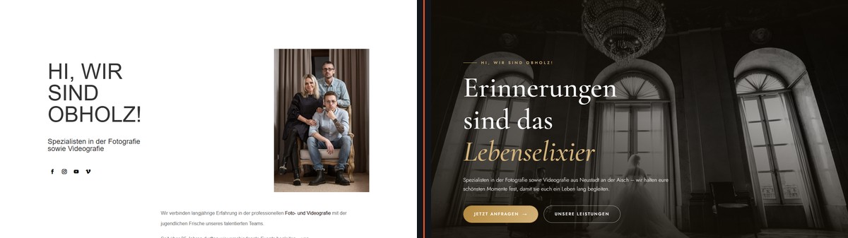 Studio Obholz, Vorher und nachher